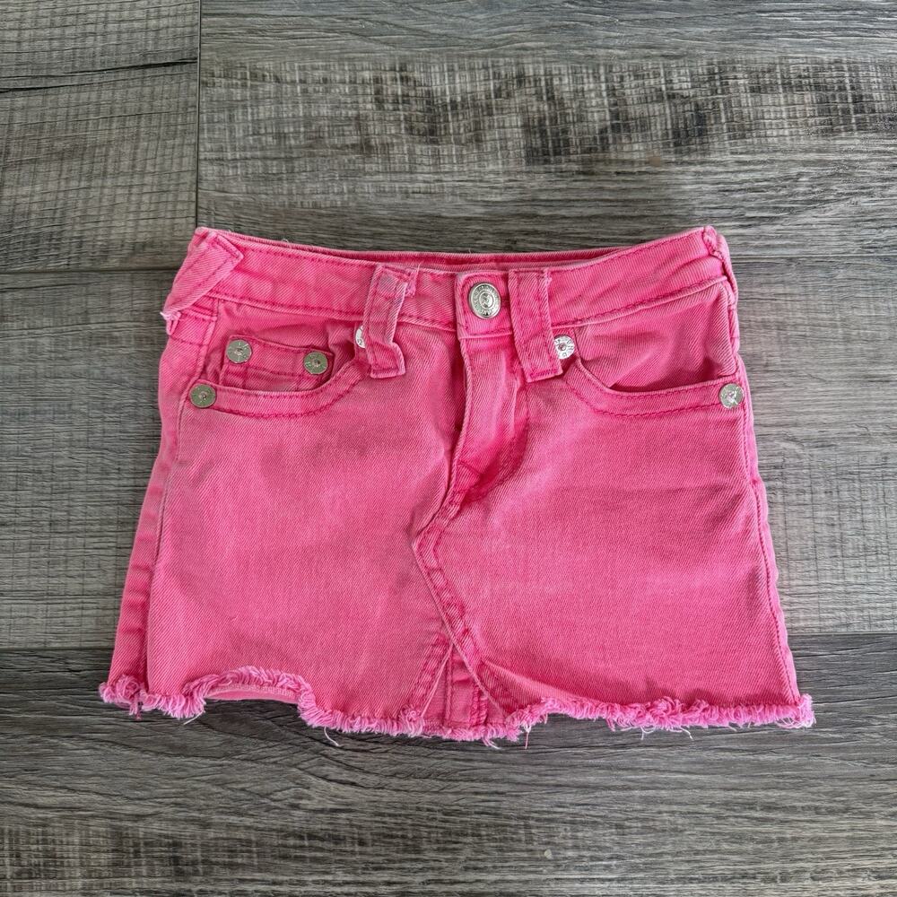 True Religion Hot Pink mini skirt 4T XS Girl Youth Denim Jeans